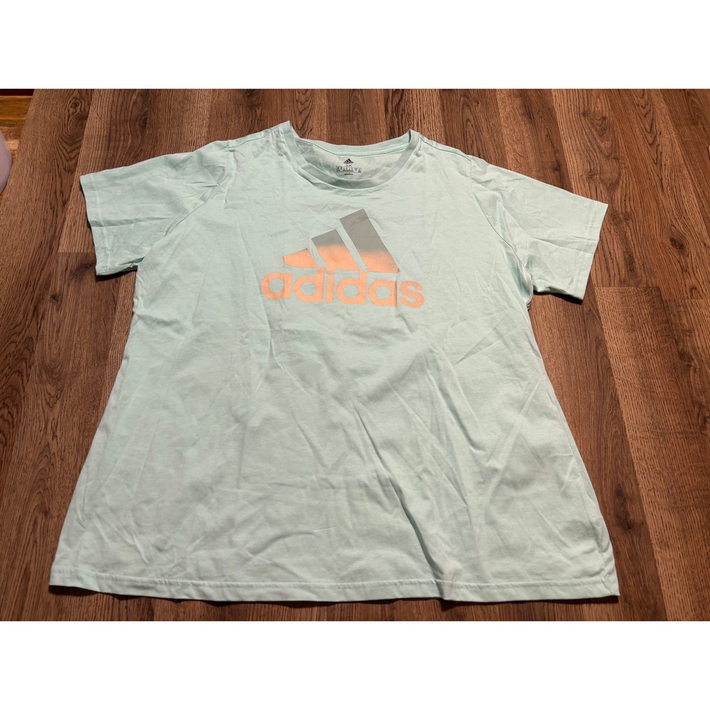 Adidas Graphic Logo T-Shirt Women 3X Mint Green Plus Size Short Sleeve Excellent